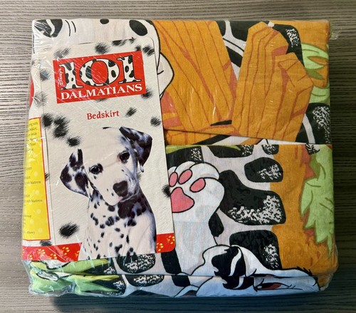 Vintage New Disney 101 Dalmatians Disney 1 Twin Bed Skirt - 54”x75”