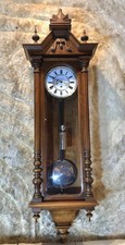 Antique Austria Vienna Clock Franz Krols Wien,1 Nickel Weight & Nickel Pendulum