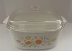 Vintage Corning ware Wildflower Poppy A-5-B 5  QT Casserole & Lid Pyrex A-12-C