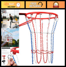Heavy Duty Basketball Net Replacement - Carbon Steel Chain, Anti-Rust, 12-Ring,
