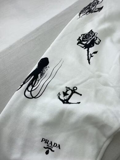 PRADA/22SS/Oversized Cotton Jersey Hoodie/L/WHT/UJL12A S221 10l0// thumbnail 6