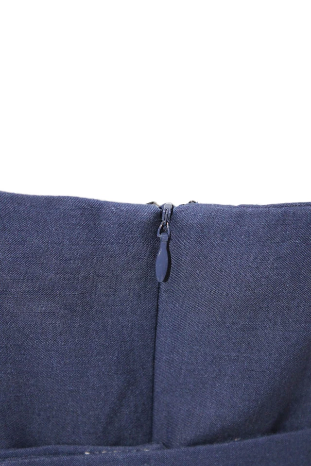 Vestido Vaina Shoshanna Mujer Seda Bordado Sin Tirantes Azul Marino Blanco Talla 4 Foto 4 de 4