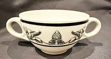 SANTA FE RAILROAD CHINA DOUBLE HANDLE BOUILLION CUP GRIFFON PATTERN.