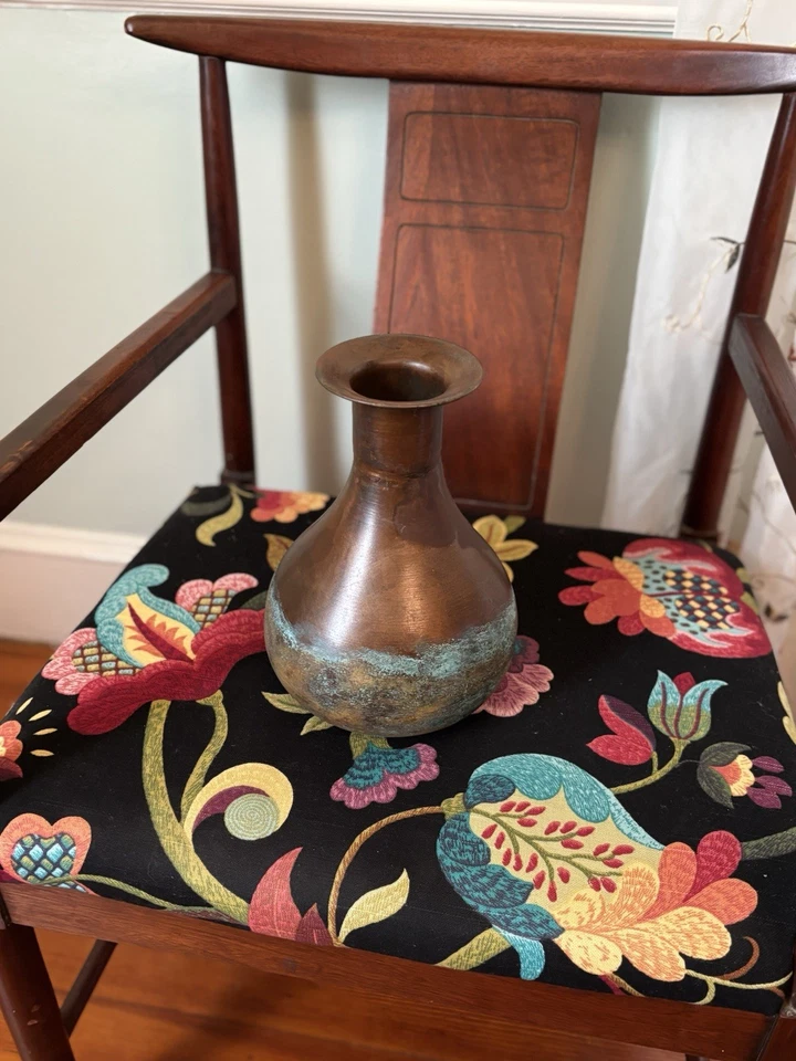 NWT Rustic Metal Vase, Pear-Shaped, Patina, 47th & Main 11 in Tall - Image 2 of 4