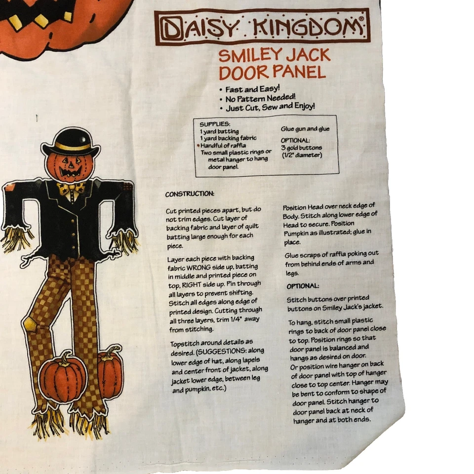 Daisy Kingdom Cut and Sew Smiley Jack Door Panel Jack-o-lantern Pumpkin - Image 2 of 4