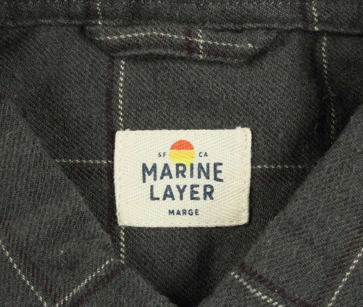Marine Layer Mens Flannel Shirt L Classic Long Sleeve Button Front Stretch Gray