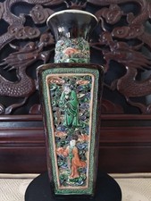 DT755 中国 色絵 内絵 瓶 中国色絵花瓶 高さ約35cm 【公式通販】