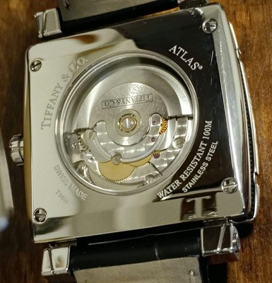 Tiffany & Co Atlas Gent Automatic Winding Watch Black Dial Slotted Back Leather Tiffany & Co. Atlas Gent Men main image 4