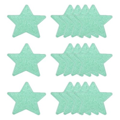 20 PCS Green Sequin Star Iron On Patches 5x4.7 Inch Embroidery Applique Bag