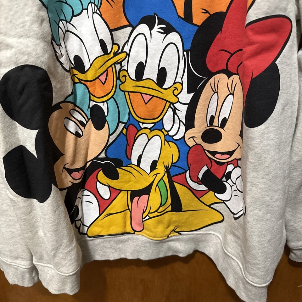 Disney Parks Mickey and Friends Character Gray Pullover Sweatshirt 2025 Large - Image 4 of 4