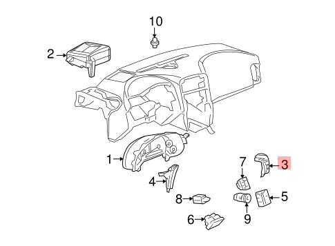 Chevrolet Corvette 2005-2013 Front Right Upper Head up display