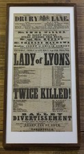 Antique 1856 Victorian Theatre Poster Playbill - Theatre Royal Drury Lane