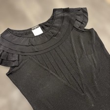 USED CHANEL RUFFLE GLITTER TOP GOOD