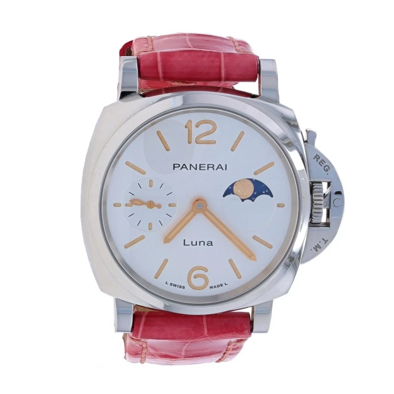 Reloj Panerai Luminor Due Luna Damas PAM01180 - Correa Rosa Automático Foto 3 de 4