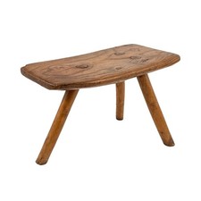 Antique Late 1800s Maple Burl Wood Tripod Primitive Three-Legged Milking Stool