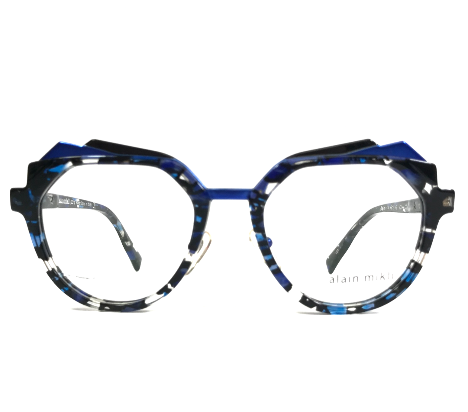 Alain Mikli Eyeglasses Frames Bellevista A03144 004 Mosaic Blue Black 49-18-145