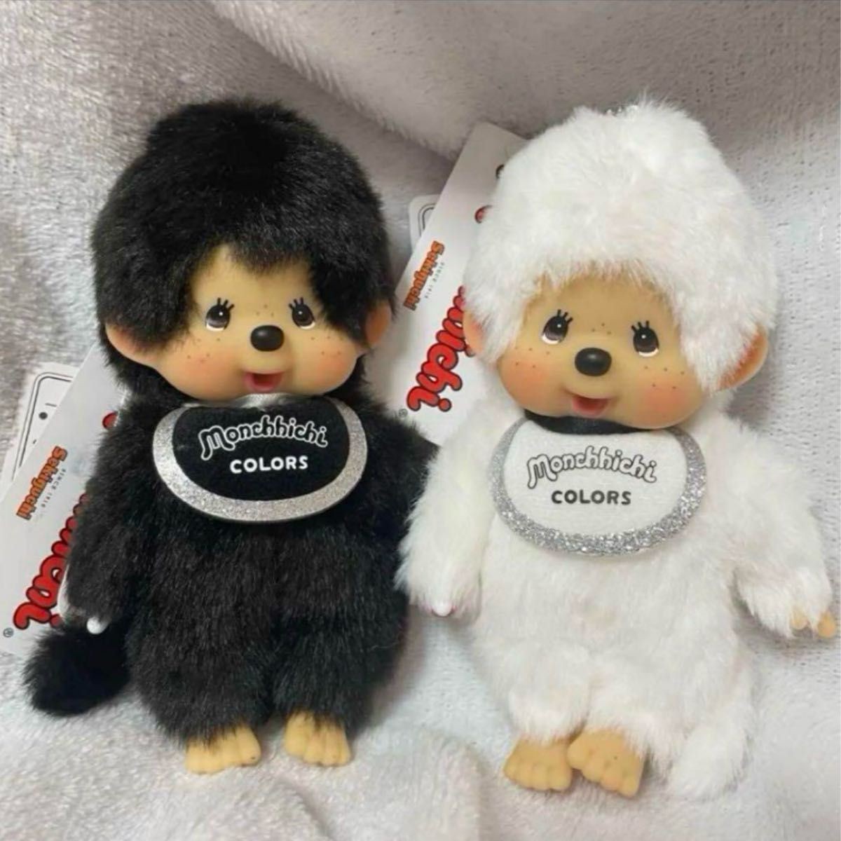Monchhichi COLORS Keychain Mascot White Black Plush Toy Sekiguchi