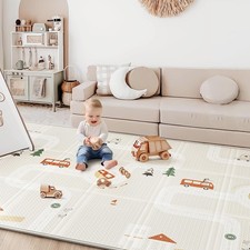 Baby Play Mat 50" 78" Foldable Foam Baby Play Mat for Floor Reversible Waterproo