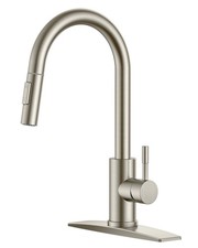 Kitchen Faucet with Pull Down Sprayer, Brushed Nickel High Arc Modern Classic...