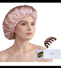 Organic 100 Pure Mulberry Silk Bonnet Champagne Color With Massage Comb