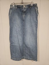 Old Navy Denim Jean Skirt Modest Long Maxi Size 2 Cotton Blue 27x32 Back Slit