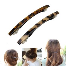 Luckycivia 2 Pack Hair Barrette 4" Celluloid Onyx Automatic Hair Clips Women
