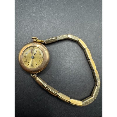 Vintage Hallmark Swiss 1/20 10KT GF Top 15Jewels Art Deco Bracelet Watch 23.5mm