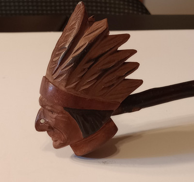 Vintage Indian Head Pipe with stem; Stanhope, Souvenir of the Niagara Falls