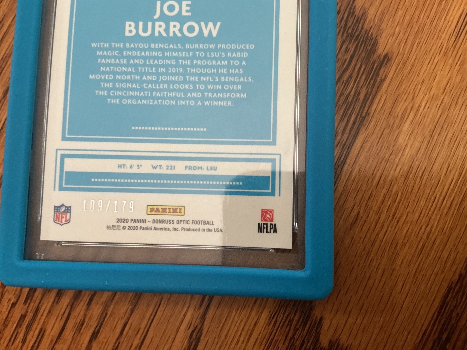 2020 optic blue joe burrow rc /179 psa 9 mint view 3