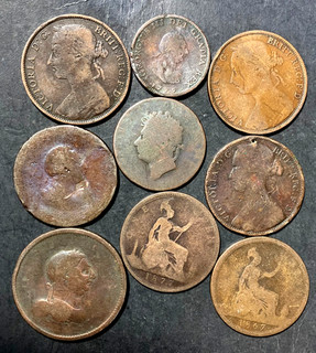 Vintage Great Britain Coin Lot! 1799 1889 9 VINTAGE COINS Lot #S21