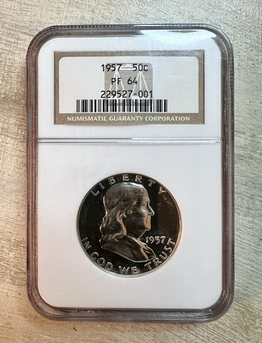1957 50C Franklin NGC PF64 Some Mirrors Proof $1 START NO RESERVE!