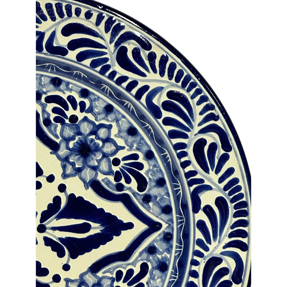Talavera Puebla Cerámica México Azul Cobalto Blanco 12" Cargador Placa-Diseño D Foto 4 de 4