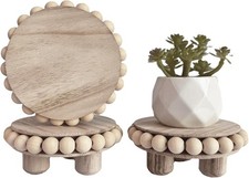 3 Pcs Small Wood Risers Display,Mini 4 Inch Wooden Round Riser Famrhouse