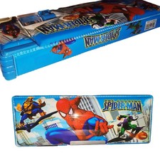Magnetic Retro Double Sided Pencil Case Box Blue The Amazing Spiderman