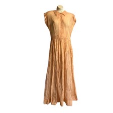 Swiss Dot Sheer Top Crisp Cotton 1950s Dress Full Skirt Short Sleeve Tailored