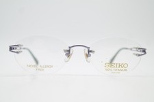 Vintage Glasses SEIKO 370 TITANIUM Silver Gold Rimless Eyeglass Frame