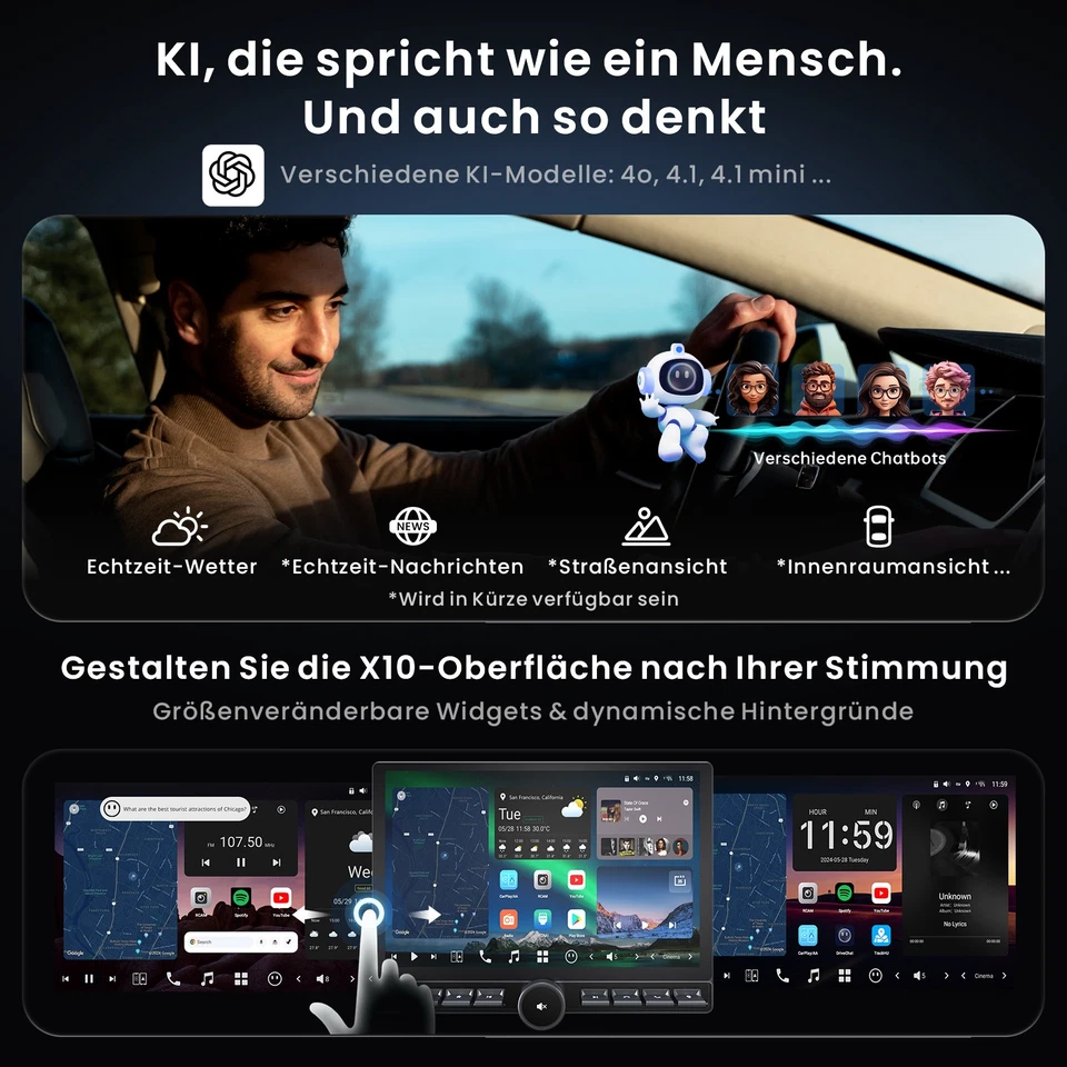 12.95'' ATOTO X10 Android Autoradio mit 1& Doppel-DIN mit Taste Display Chat GPT - Bild 4 von 4