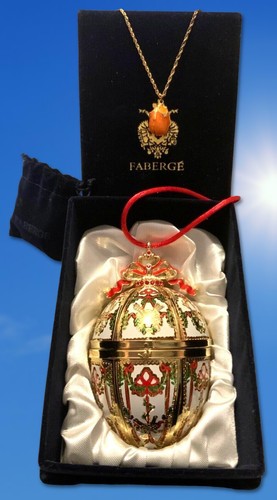 Fabergé Imperial Christmas Egg Ornament Exclusive w/ Necklace & Orig Gift Box - Picture 1 of 13