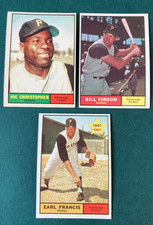 1961 BASEBALL CARD LOT 3 PITTSBURGH PIRATES VIRDON, ROOKIE FRANCIS, CHRISTOPHER