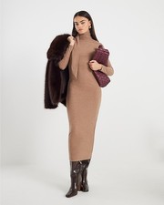 River Island Womens Bodycon Midi Dress in Brown (Embellished) Size M