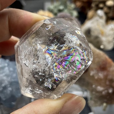 WOW！！！Rare TOP Natural hyaline beauty Herkimer diamond Wrap rainbow Crystal 114g