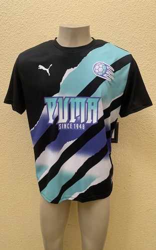 NWT $60 Puma Size Large Retro Black Short Sleeve Soccer Jersey - Picture 4 of 9