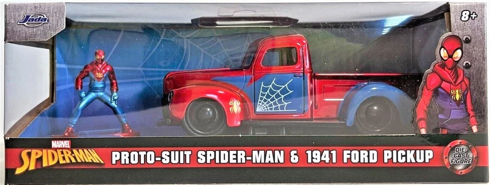 Jada 1:32 Marvel Spiderman Proto-Suit Spider-Man & 1941 Ford Pickup 1:32 Diecast - Imagem 2 de 4