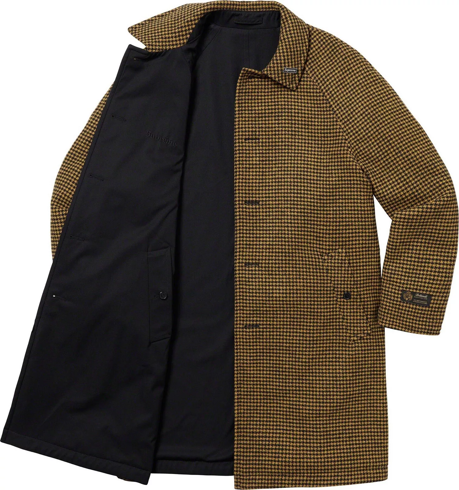 Manteau noir réversible pied de poule Supreme neuf homme taille XL