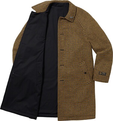New Supreme Reversible Houndstooth Overcoat Black Men's Size New Supreme Reversible Houndstooth Overcoat Black Men's Size
