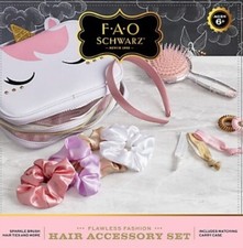 F A O SCHWARZ- Good HAIR day 12-Piece Gift Set  Unicorn Carry Case