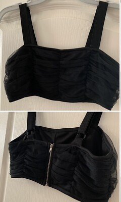 Forever 21~Black Zipper Back~Crop Top Bandeau Style~Straps
