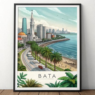 Bata Äquatorialguinea - Lebendiges Stadtbild Reiseposter Kunstdruck_1 Poster Canv