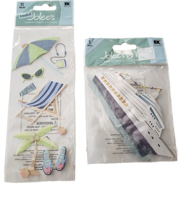 Lot (2) Jolee's Dimensional Stickers Sunbathing Cruise Ship Scrapbook Embellish