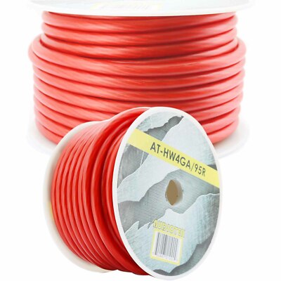 4 Gauge 95  Feet High Performance Flexi Amp Power/Ground Cable 4 AWG Wire Red